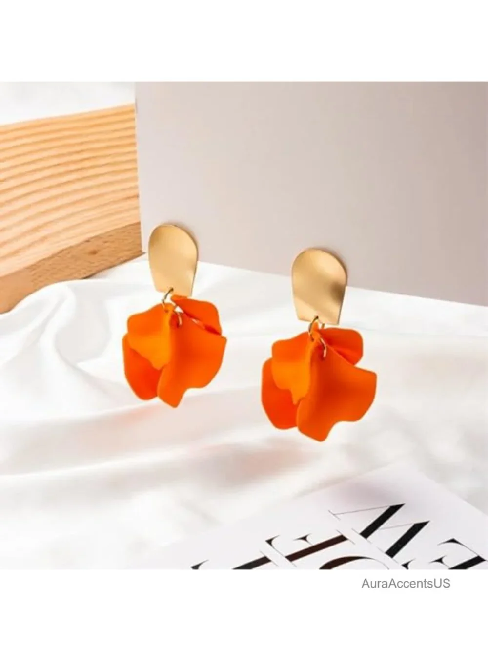 Matte Rose Petal Flower Drop Earrings | Lightweight Floral Dangle Earrings for